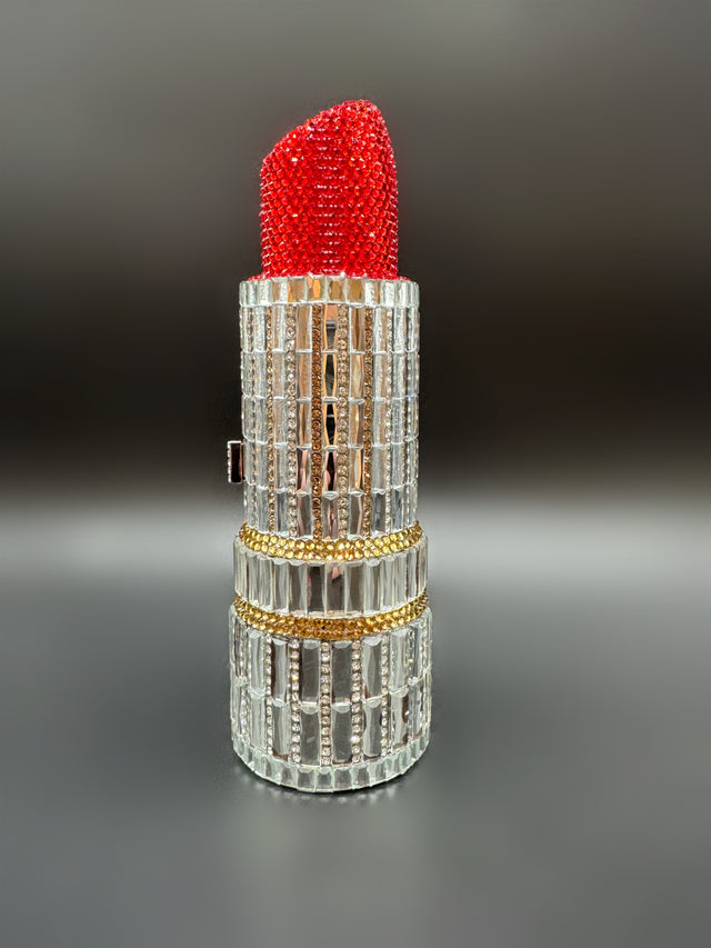 Lipstick Clutch Red and Silver