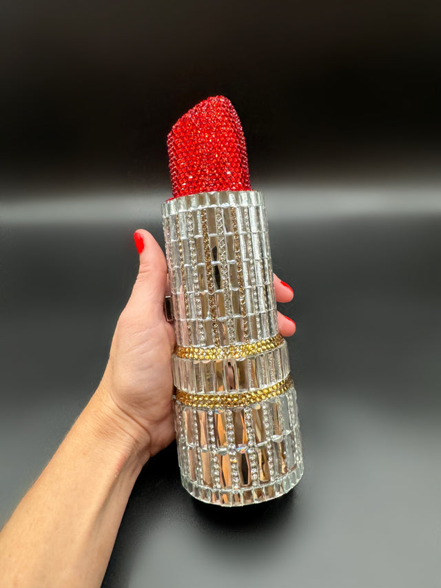 Lipstick Clutch Red and Silver