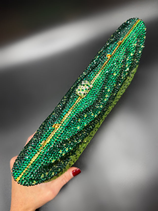 Large Green Crystal Clutch