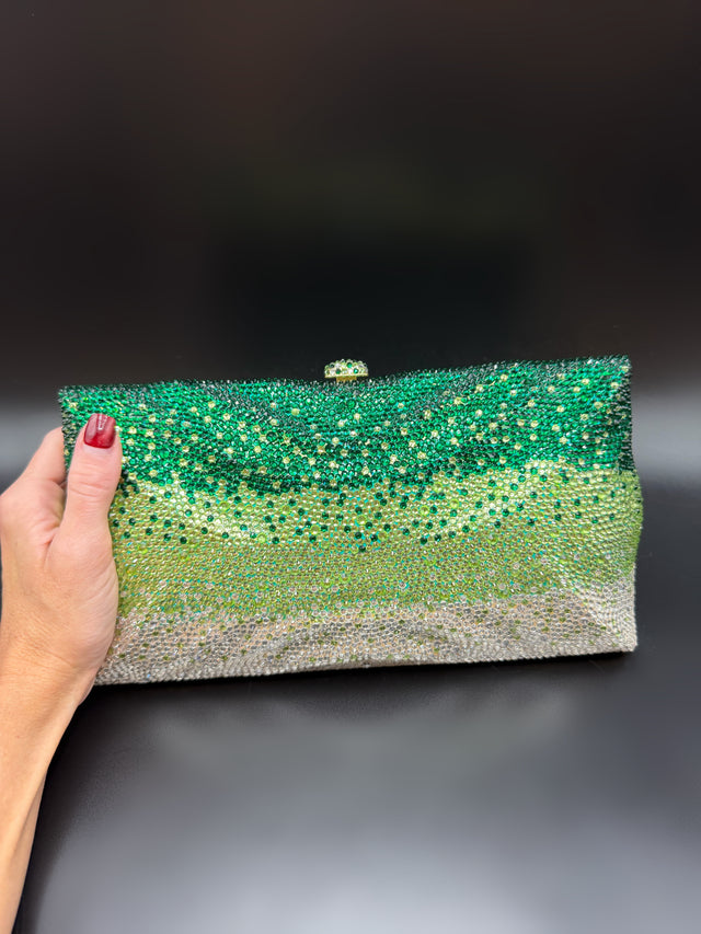 Large Green Crystal Clutch