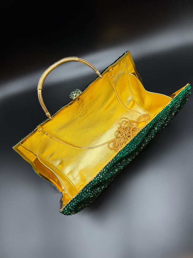 Large Green Crystal Clutch