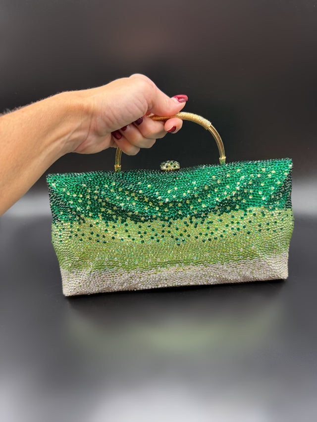 Large Green Crystal Clutch