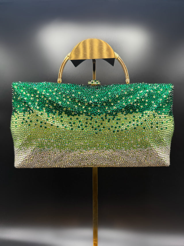 Large Green Crystal Clutch