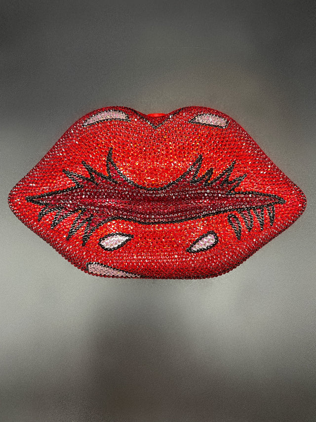 cartoon red glitter lips