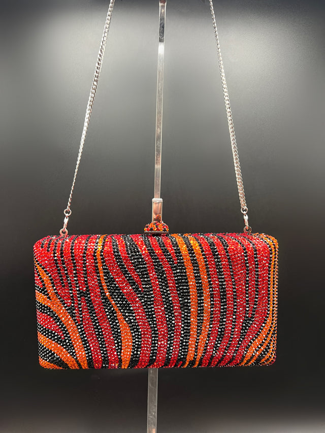 Fiery Zebra Crystal Clutch