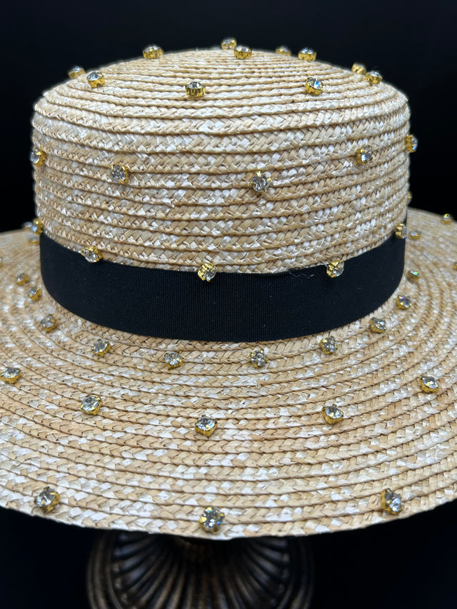 Rhinestone Straw Hat