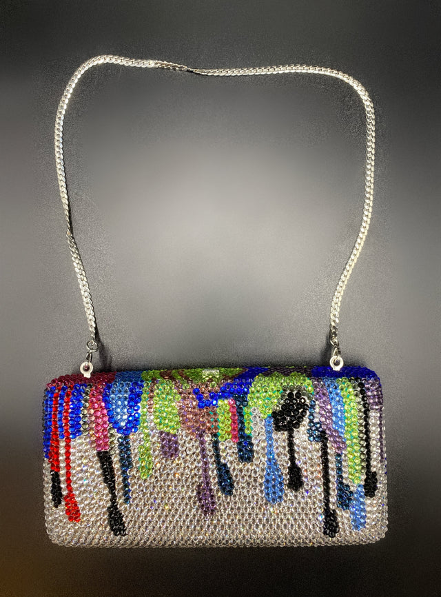 Crystal Clutch Dripping Paint