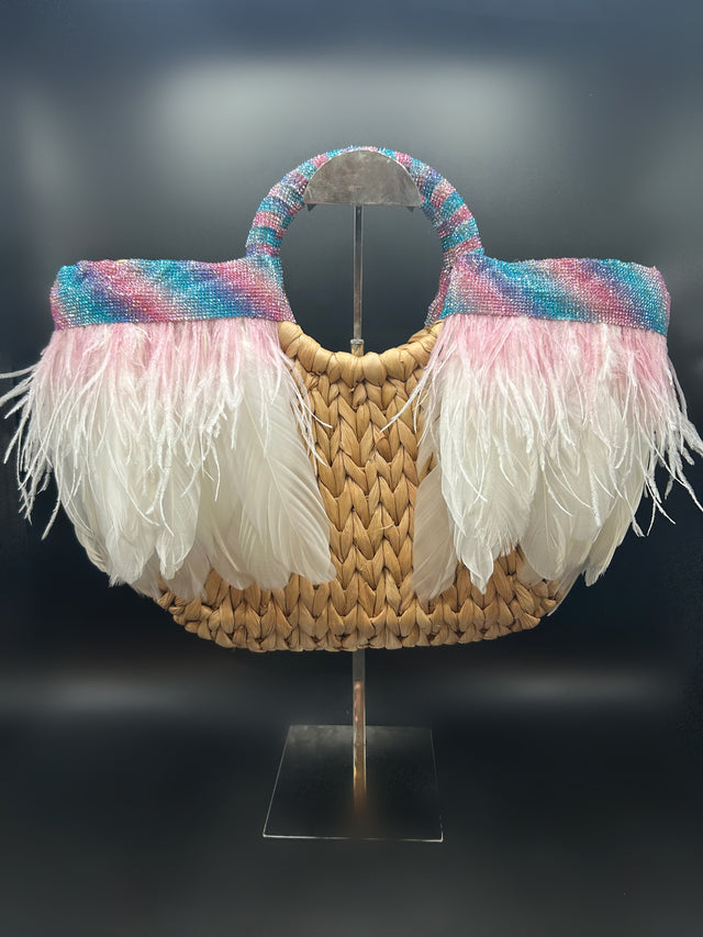 Unicorn Striped Feather Bag