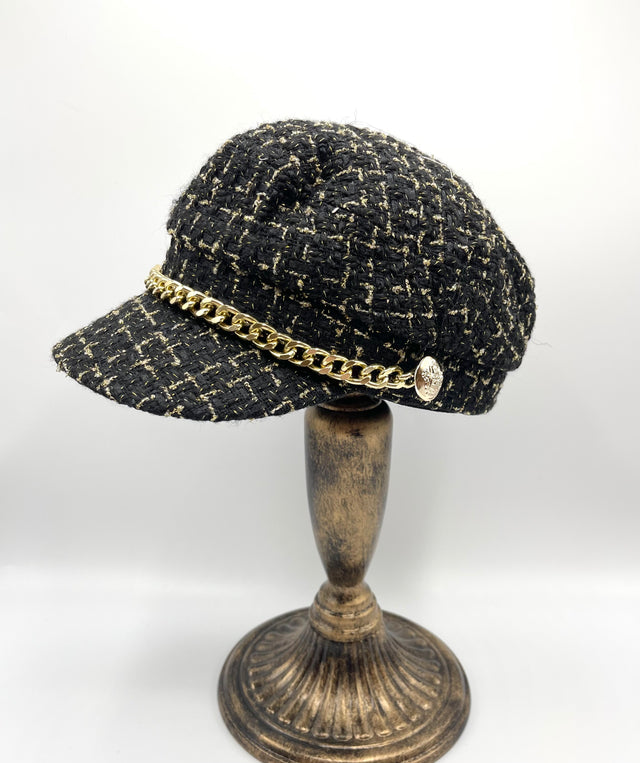 Black and Gold Newsboys Hat