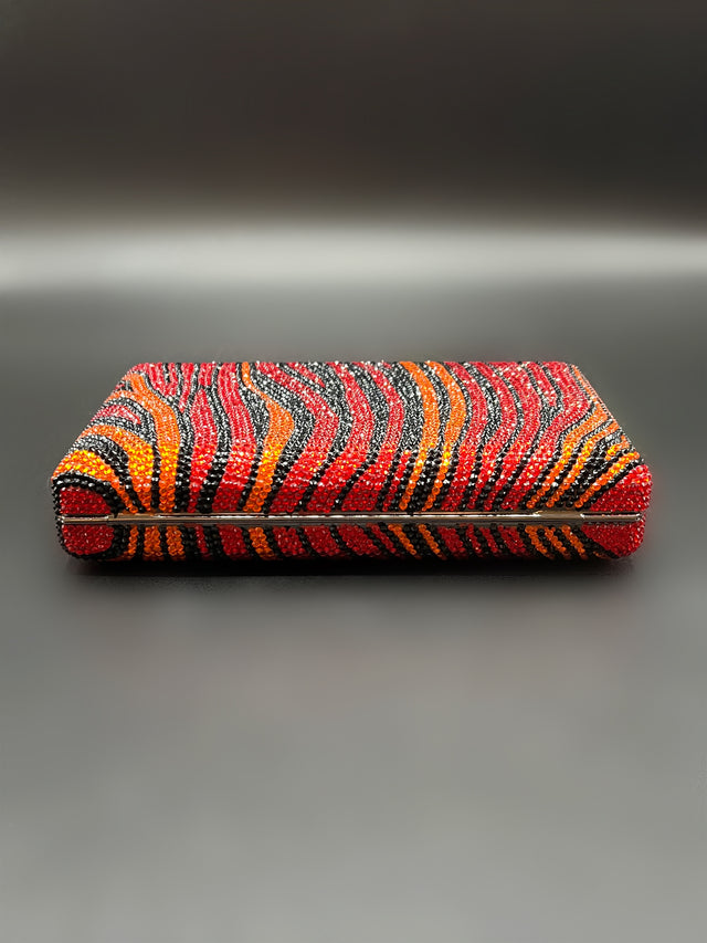 Fiery Zebra Crystal Clutch