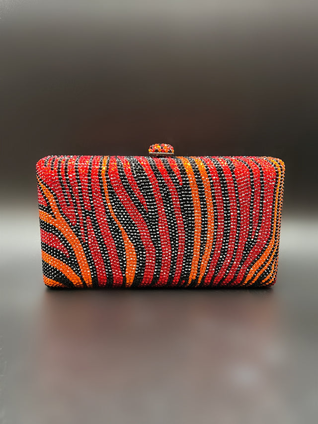 Fiery Zebra Crystal Clutch