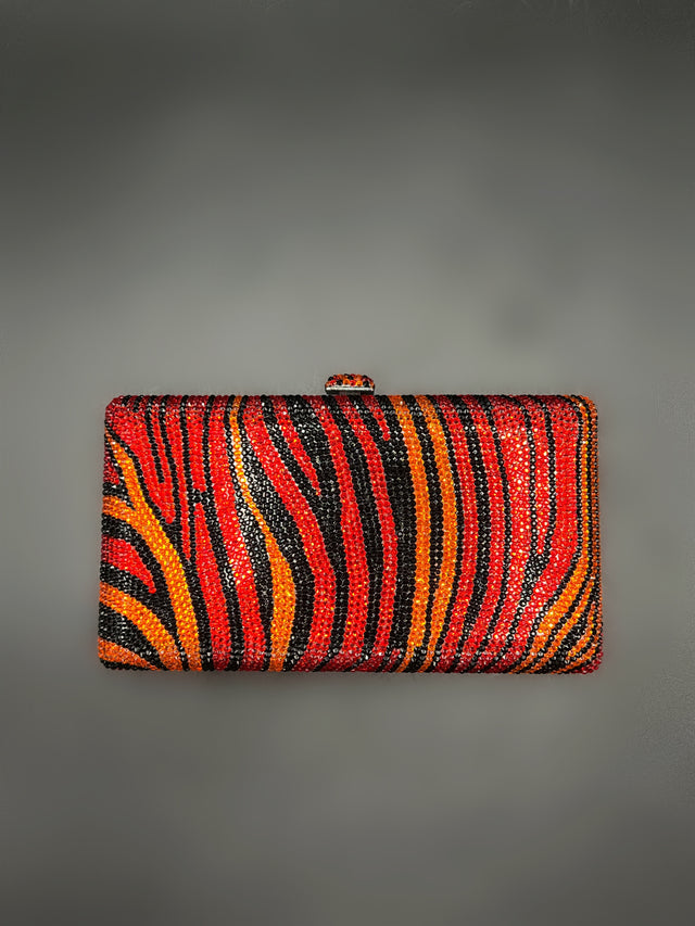 Fiery Zebra Crystal Clutch