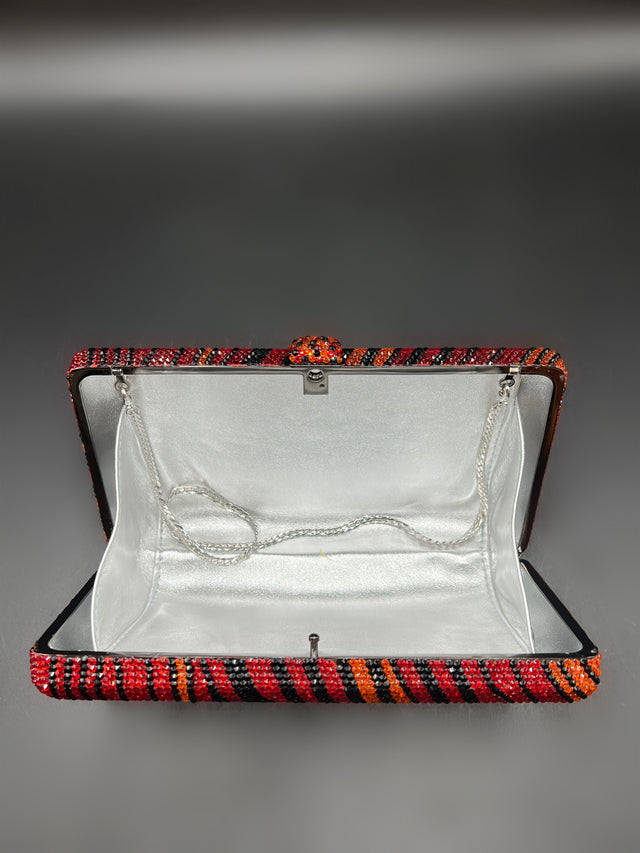Fiery Zebra Crystal Clutch