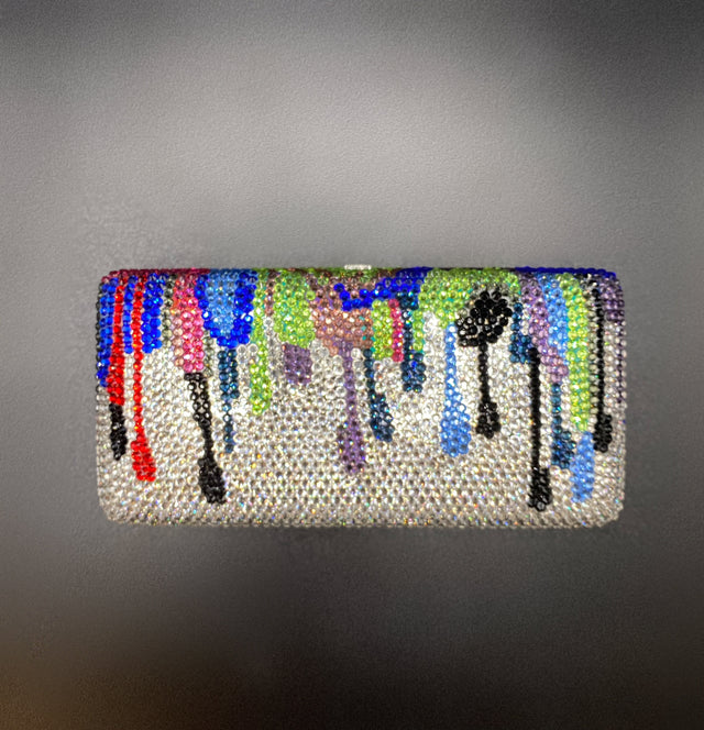 Crystal Clutch Dripping Paint