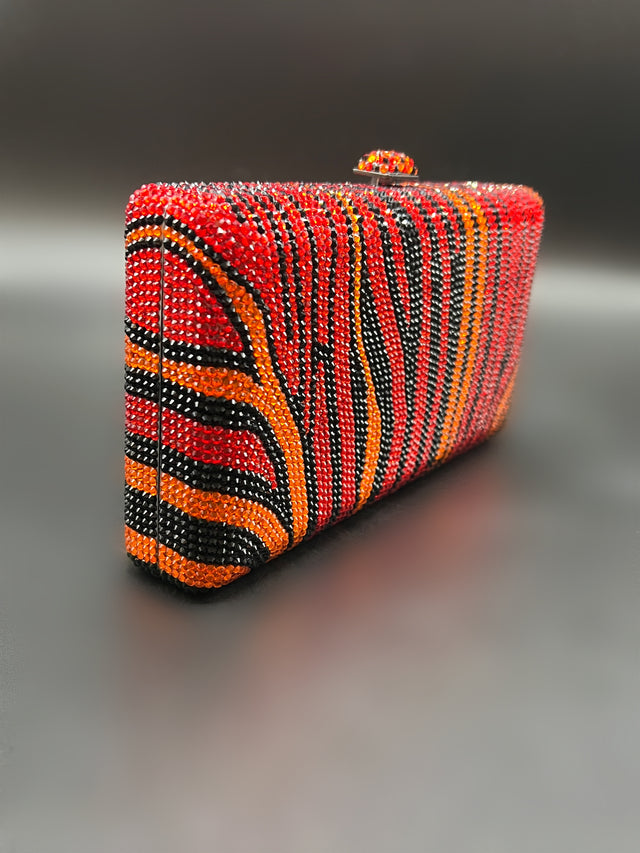 Fiery Zebra Crystal Clutch